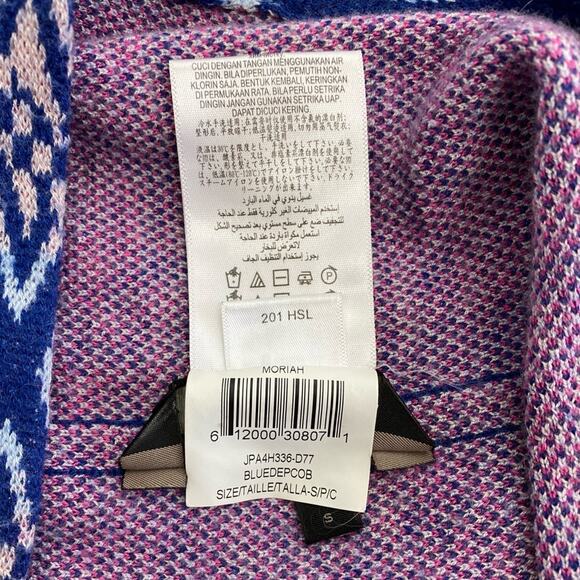 BCBGMaxAzria Cardigan - Moriah Ethnic Jacquard Sweater Wrap in Blue, Small - Picture 9 of 10